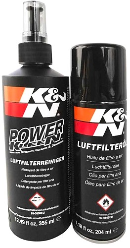  Cleaning kit with an aerosol spray can of oil and a pump bottle of Power Kleen
 K&N Cleaning kit Nr. 99-5003 